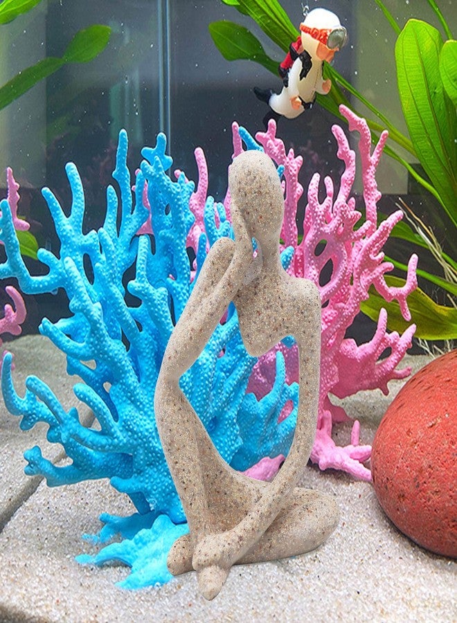 Oooct Sandstone Thinker Statue Fish Tank Decor Small Fish Aquarium Decorations Fish Tank Abstract Aesthetic Decorative Ornaments - Image 5